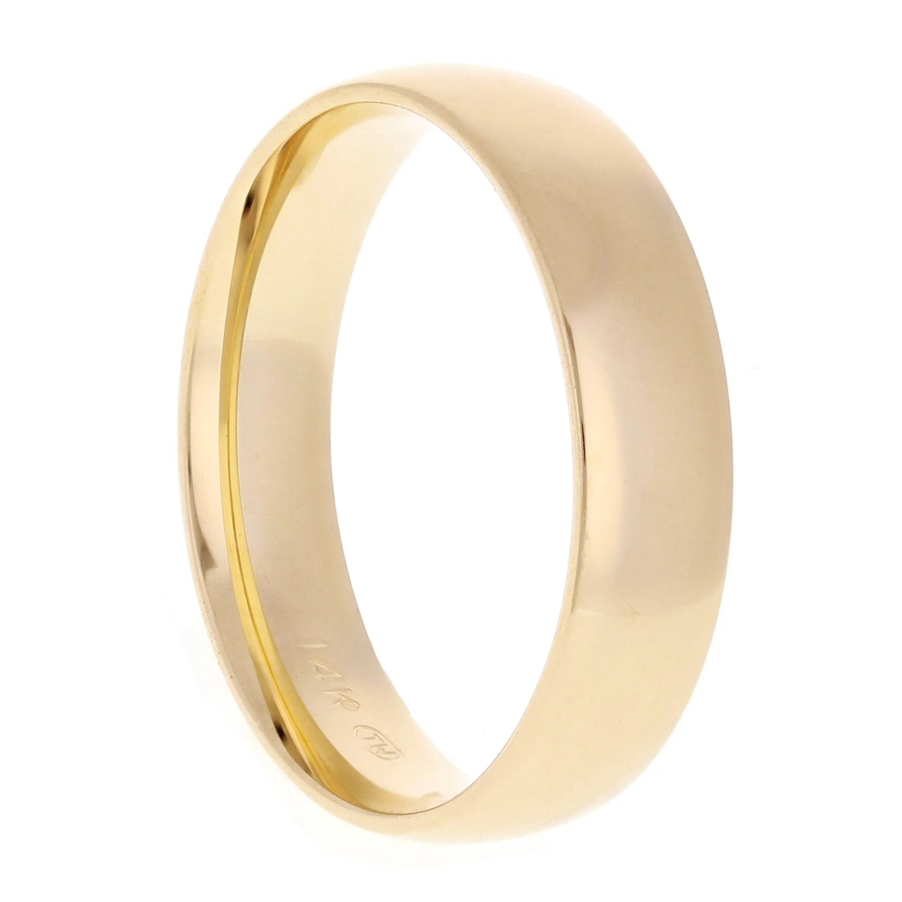 14k Yellow or White Gold Comfort Fit Plain Wedding Band Ring Sizes 5-13
