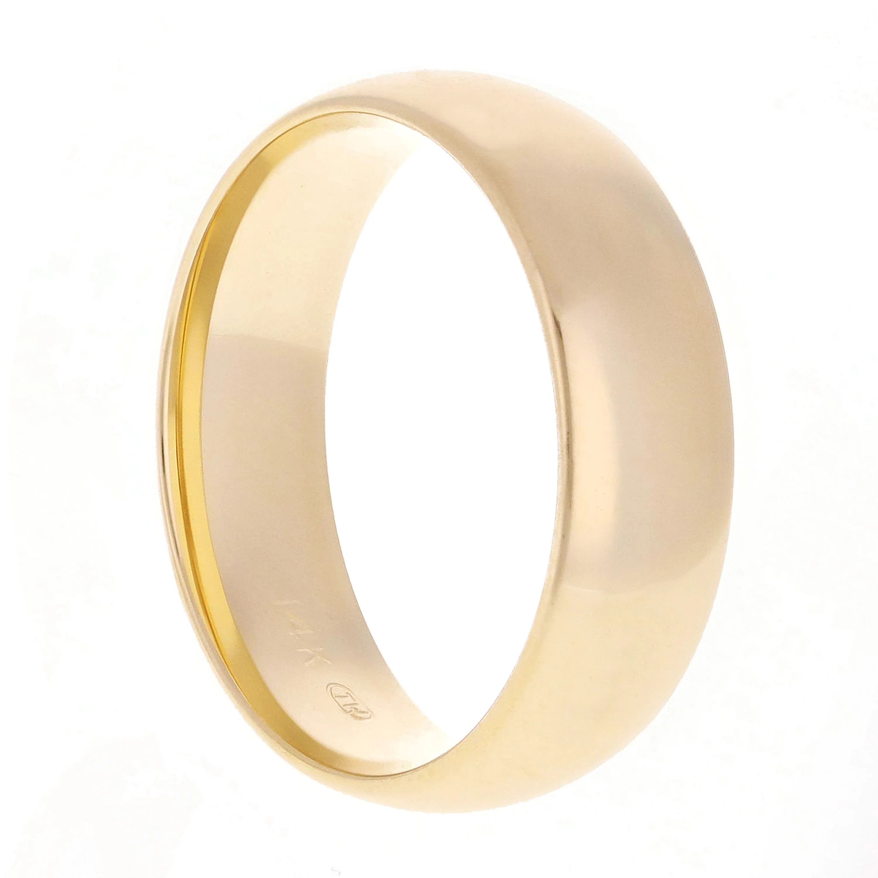 14k Yellow or White Gold Comfort Fit Plain Wedding Band Ring Sizes 5-13