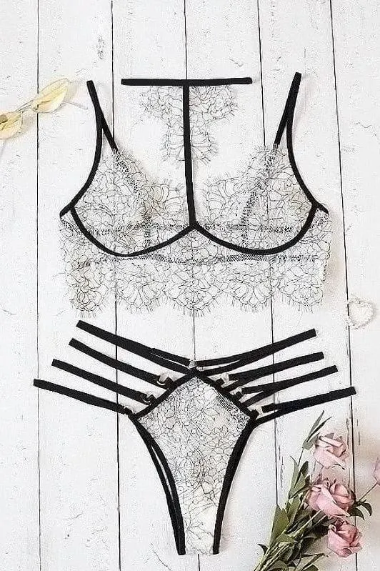 2-piece lingerie embroidery set