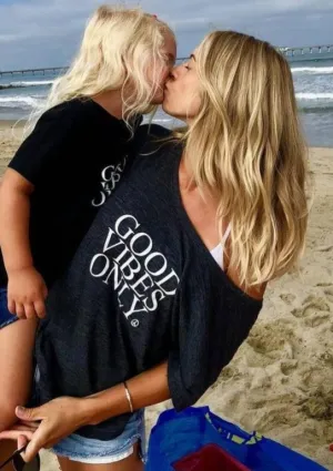 2 Piece Sets for Mama   Me - Good Vibes Only - Black Tee