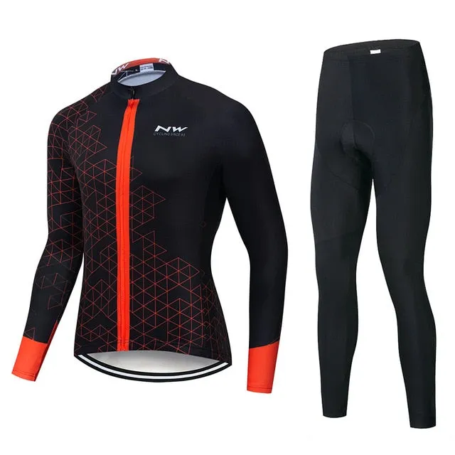 2019 NW Spring Breathable Cycling Jersey Set MTB Bicycle Clothing Maillot Ropa Ciclismo Long Sleeve Bike Clothes Cycling Set