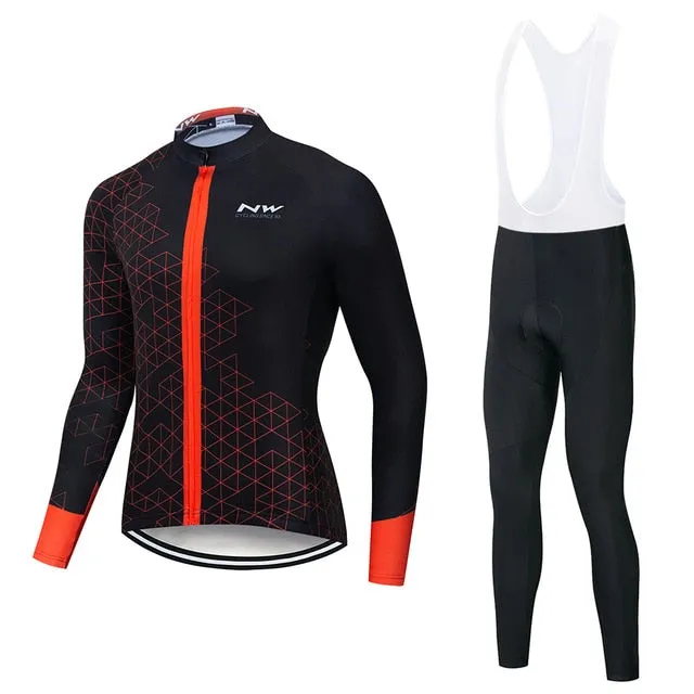 2019 NW Spring Breathable Cycling Jersey Set MTB Bicycle Clothing Maillot Ropa Ciclismo Long Sleeve Bike Clothes Cycling Set