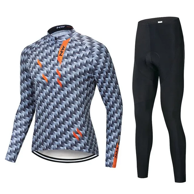 2019 NW Spring Breathable Cycling Jersey Set MTB Bicycle Clothing Maillot Ropa Ciclismo Long Sleeve Bike Clothes Cycling Set