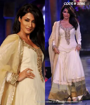 2086 Chitrangada in ivory white anarkali gown Outfit Sets
