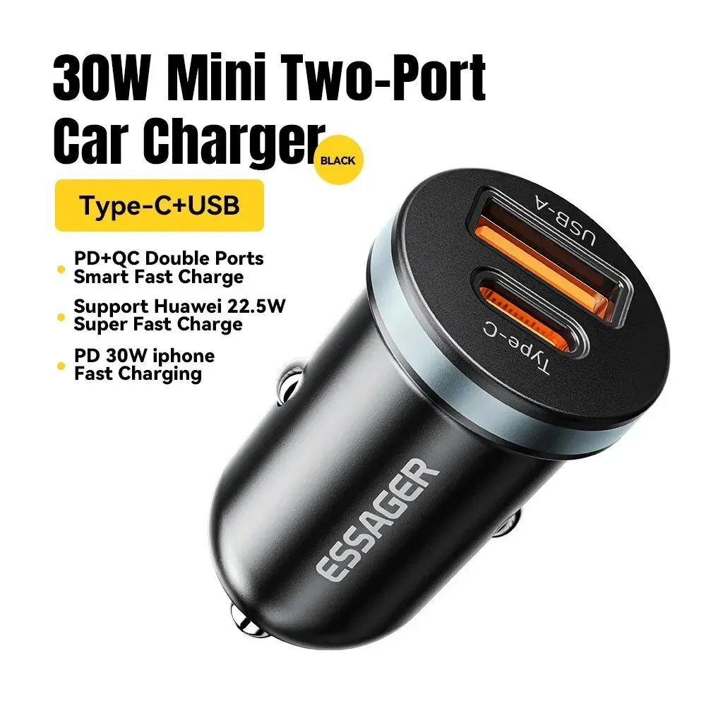 30W USB C Car Charger - Type C PD QC 3.0/SCP 5A Fast Charging