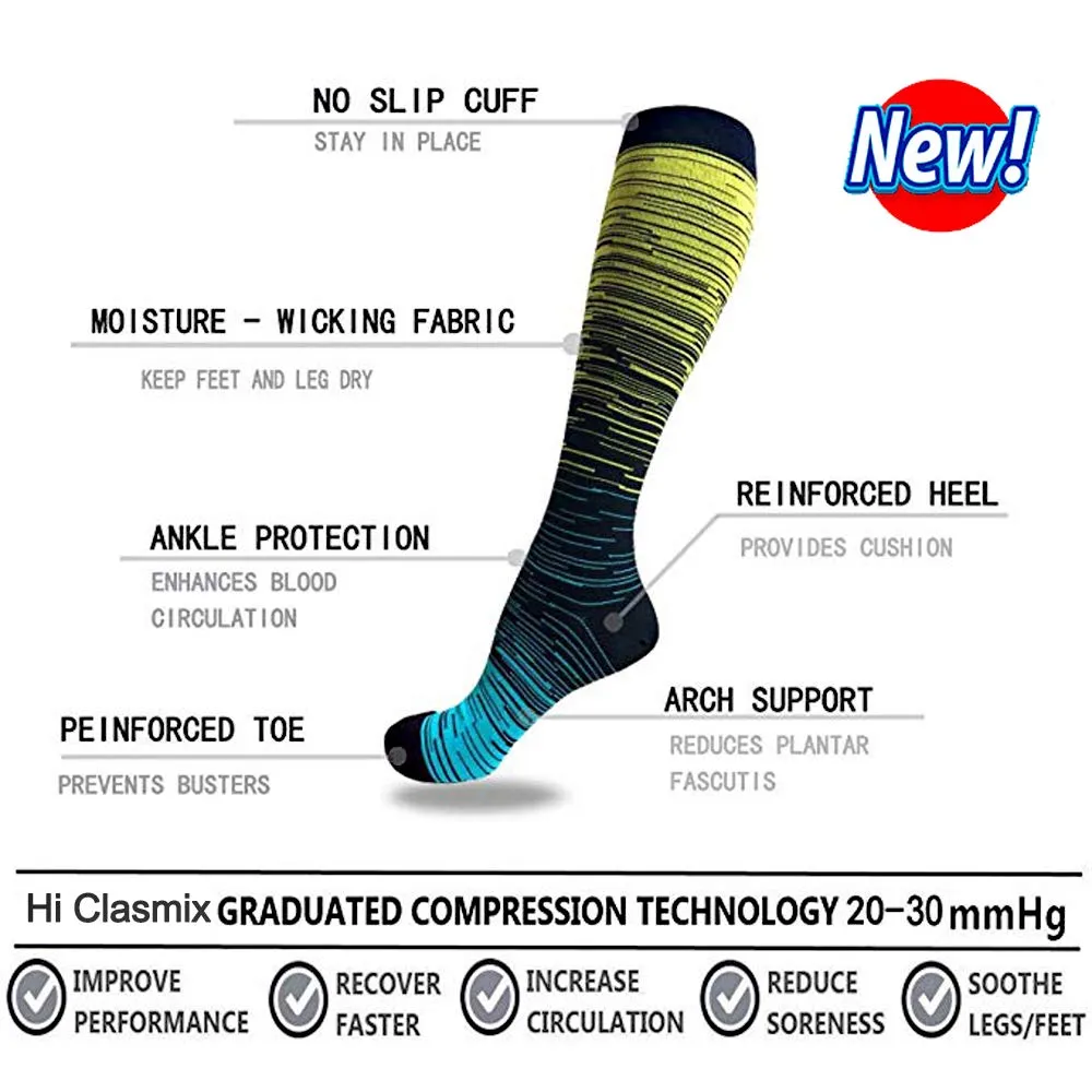5-Pairs Gradient Compression Socks For Men & Women （20-30 mmHG）I ACTINPUT