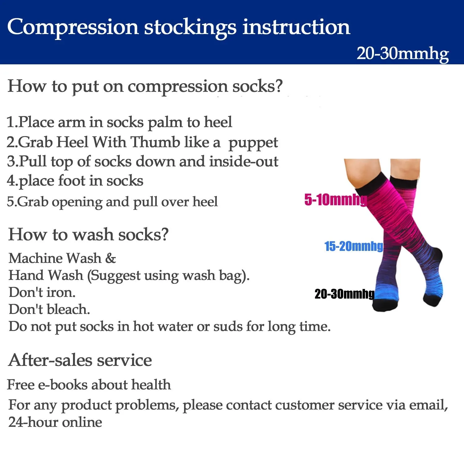 5-Pairs Gradient Compression Socks For Men & Women （20-30 mmHG）I ACTINPUT