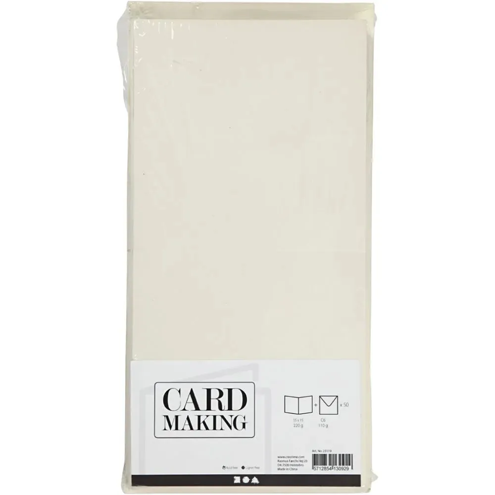 50 x Off White Paper Cards Envelopes Sets Assorted Size Christmas Greeting Craft