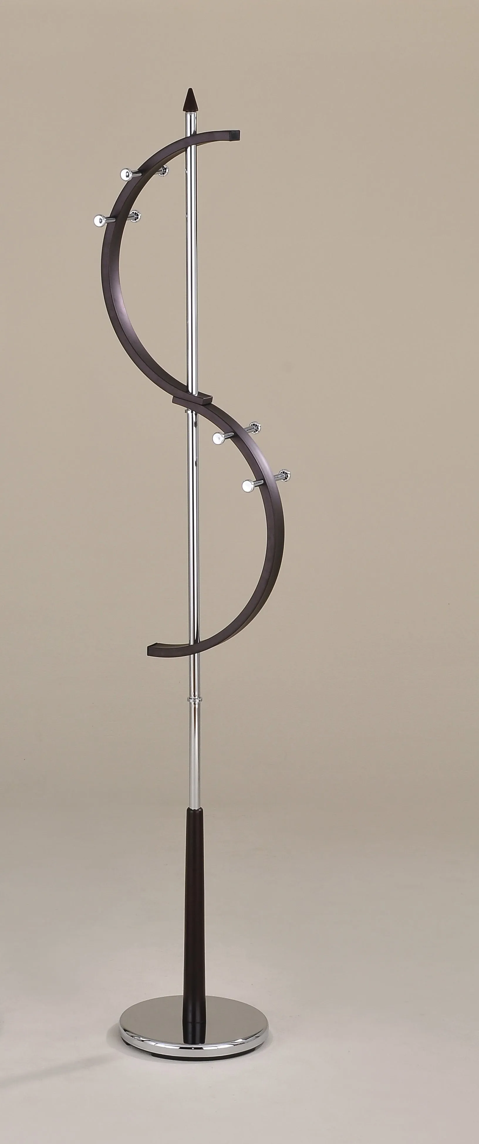 Acme Greg Coat Rack in Chrome and Brown Finish 98036