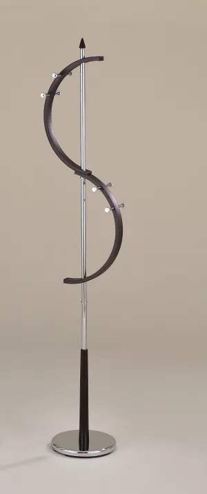 Acme Greg Coat Rack in Chrome and Brown Finish 98036