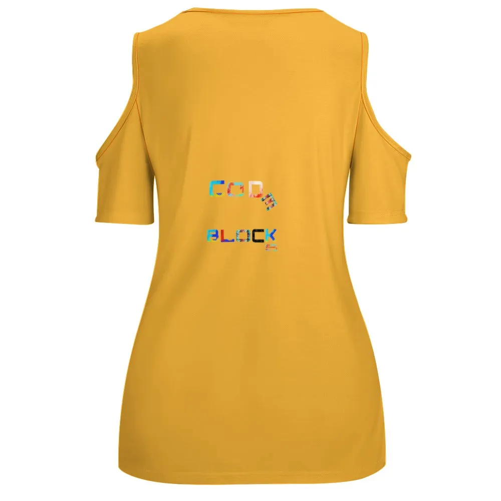 ACT off shoulder U-neck short sleeve top