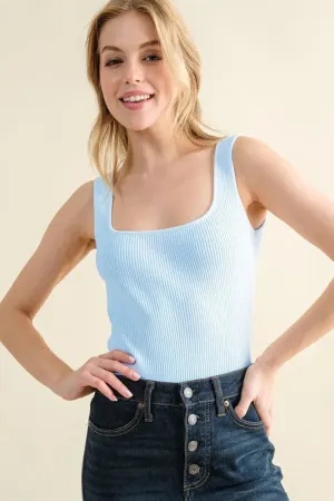 And The Why Ribbed Square Neck Bodysuit
