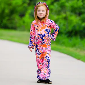 AnnLoren Girls Pink, Orange & Purple Tie Dye Ruffle Hoodie 2 Pc