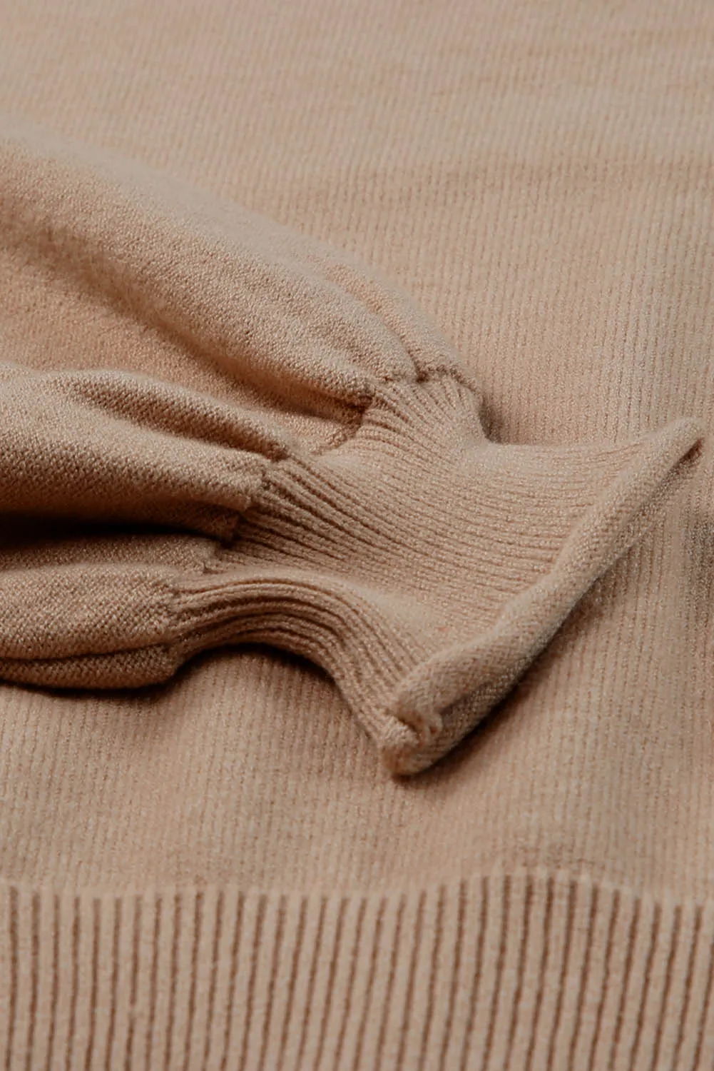Apricot Raw Edge Patch Pocket Exposed Seam Loose Sweater