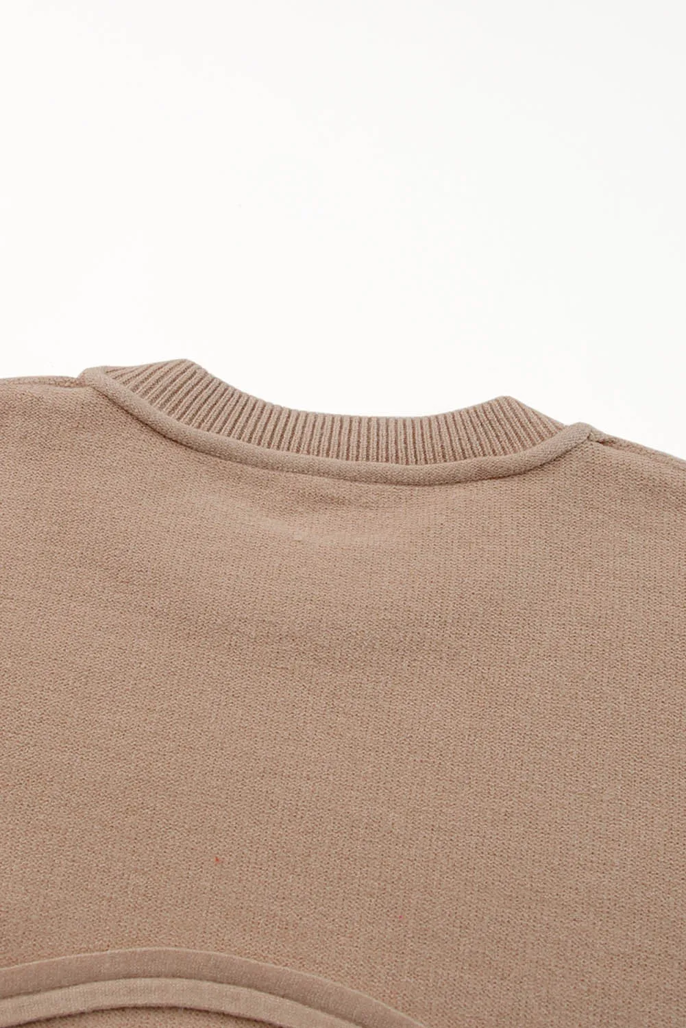 Apricot Raw Edge Patch Pocket Exposed Seam Loose Sweater