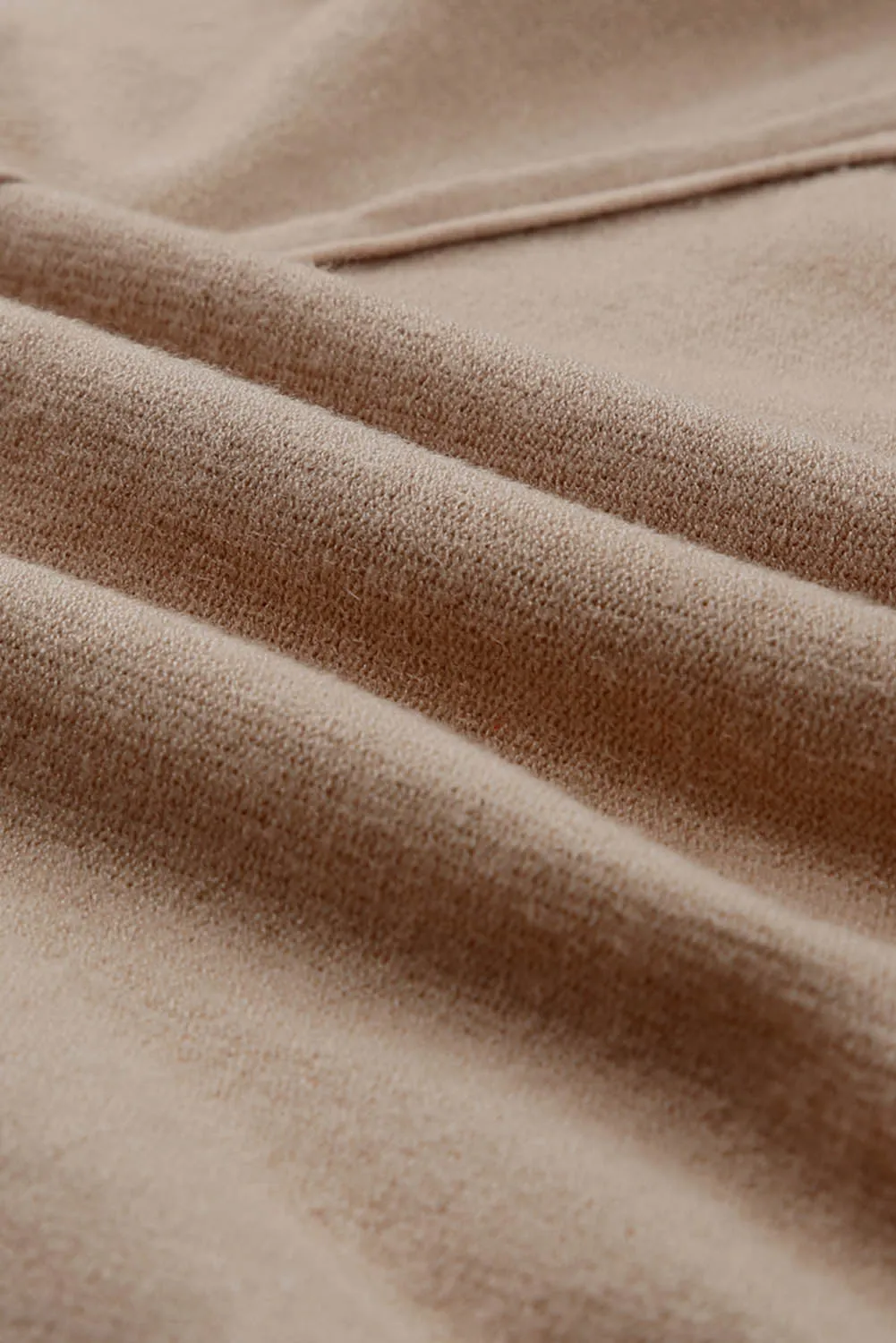 Apricot Raw Edge Patch Pocket Exposed Seam Loose Sweater