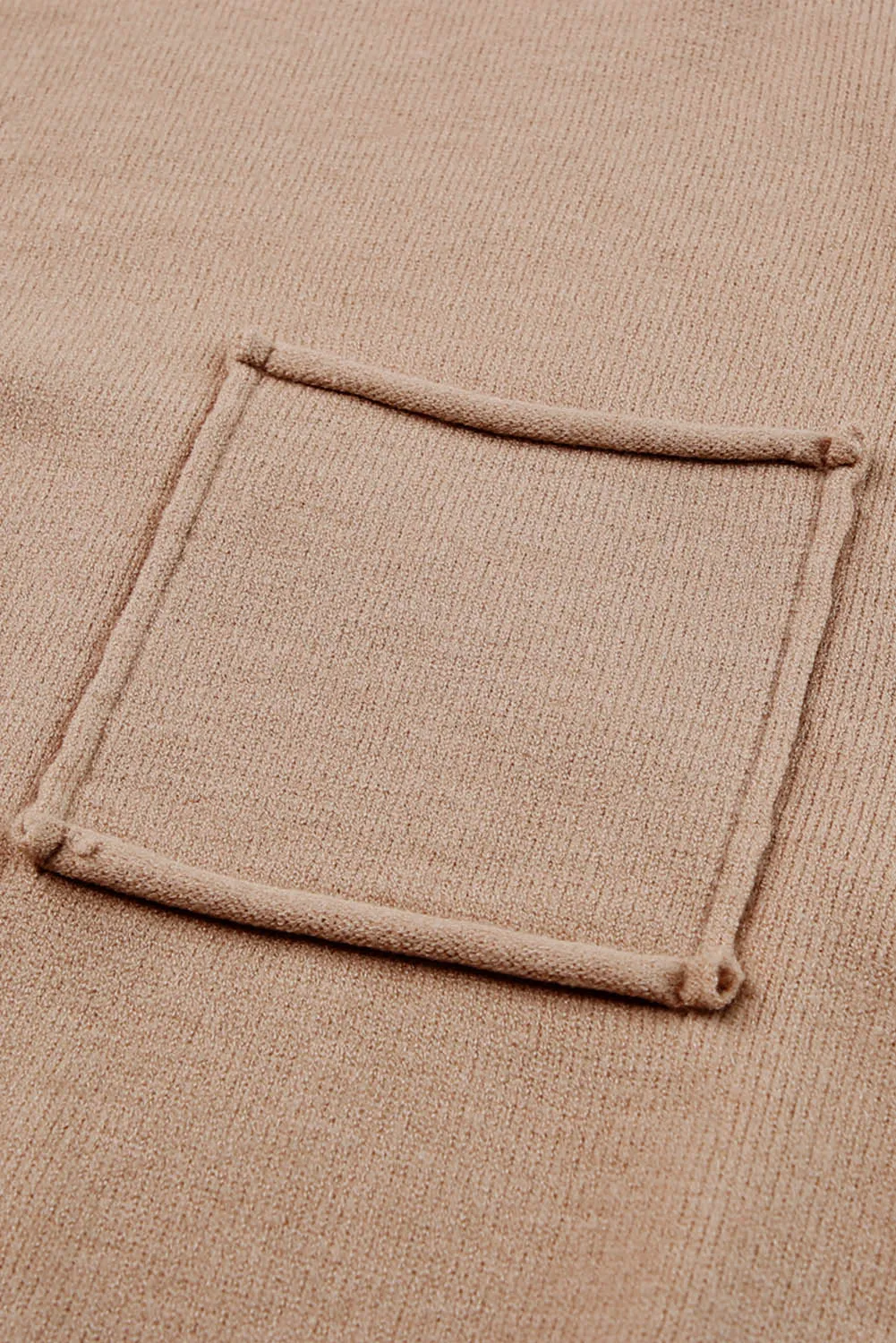Apricot Raw Edge Patch Pocket Exposed Seam Loose Sweater