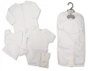 Baby 5 Pcs Gift Set in Mesh Bag - Plain White (0-3 Months) Gp-25-1046
