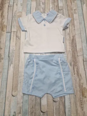 Baby Boys White And Blue Short Set
