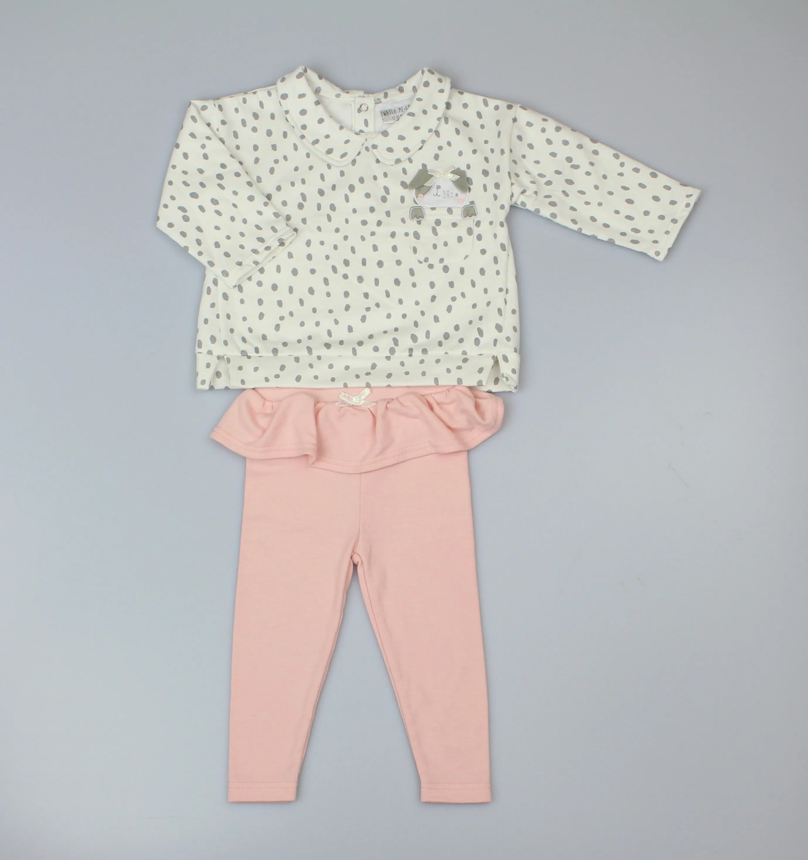 Baby Girls 2 Piece Knitted Top & Legging Dotty Puppy 3-12 Months-WF3785