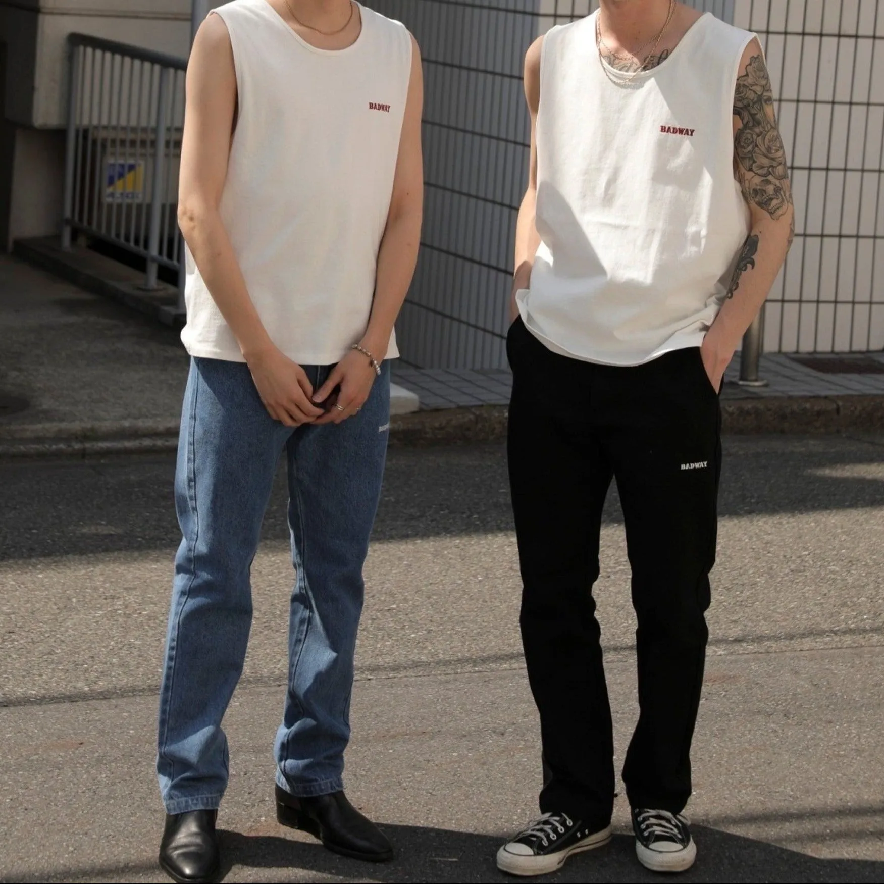 BADWAY Slim Denim Slacks