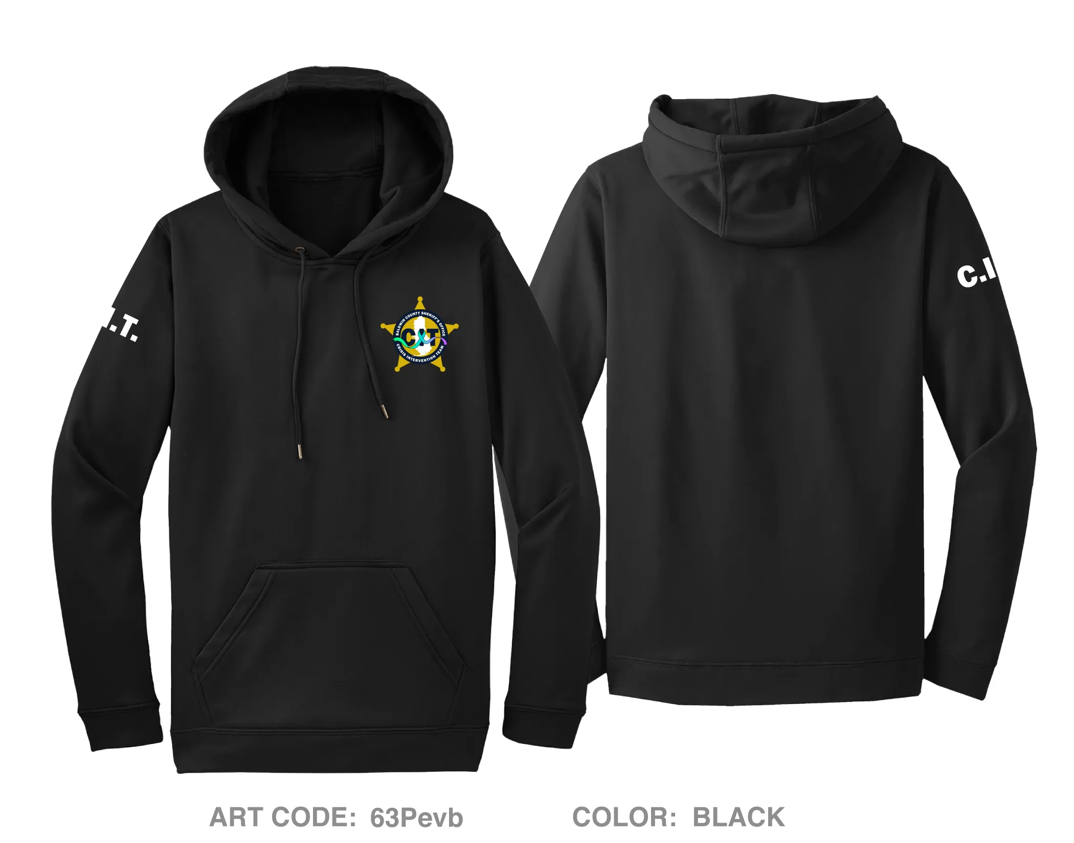Baldwin County Sheriff’s Office Crisis Intervention Team Hi-Tech Performance Hoodie - 63Pevb
