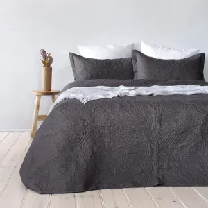 Bambury Paisley Coverlet Set - Charcoal