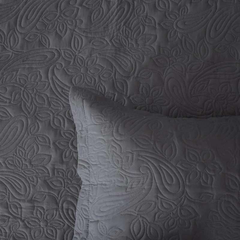 Bambury Paisley Coverlet Set - Charcoal
