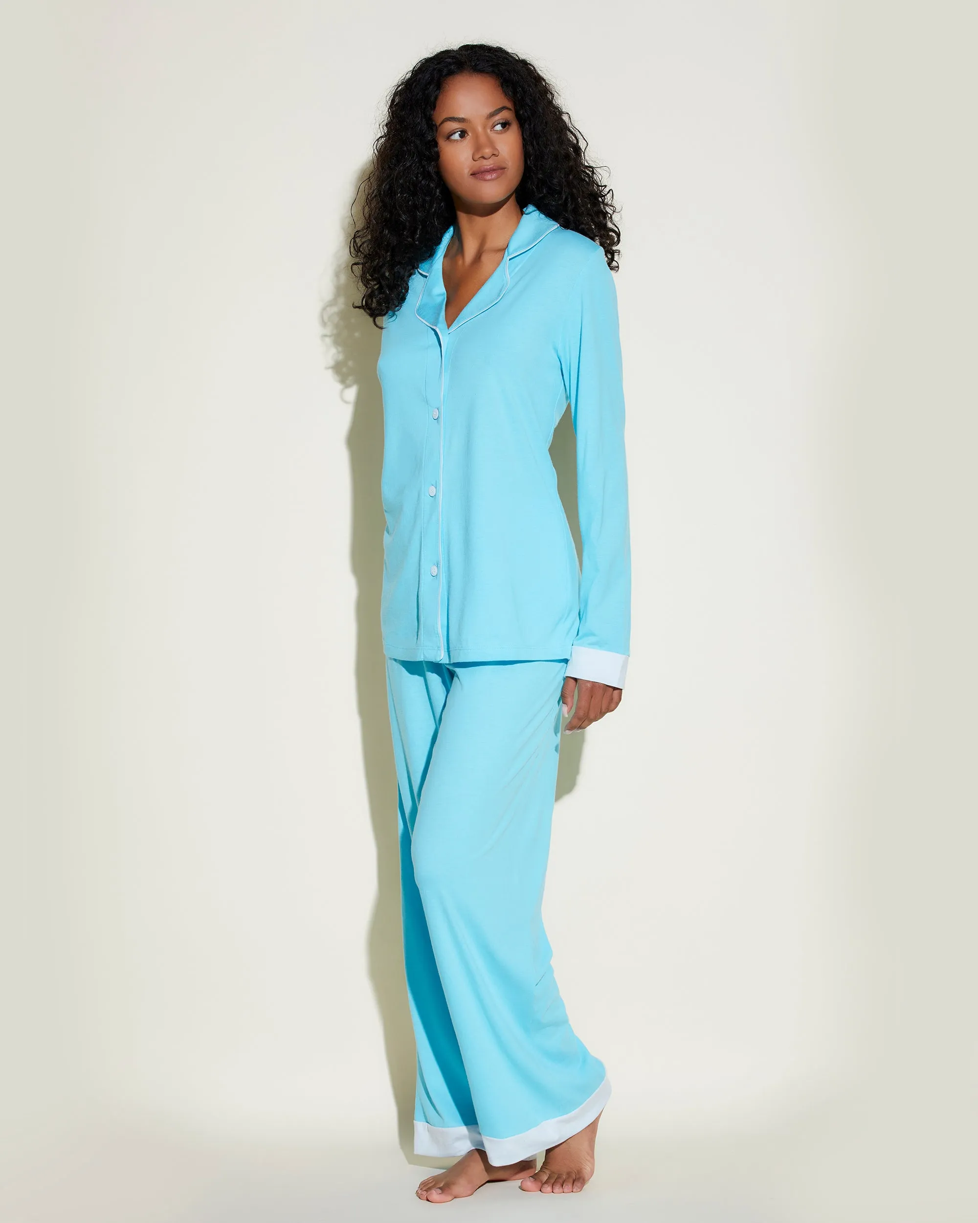 Banded Long Sleeve Top & Pant Pajama Set