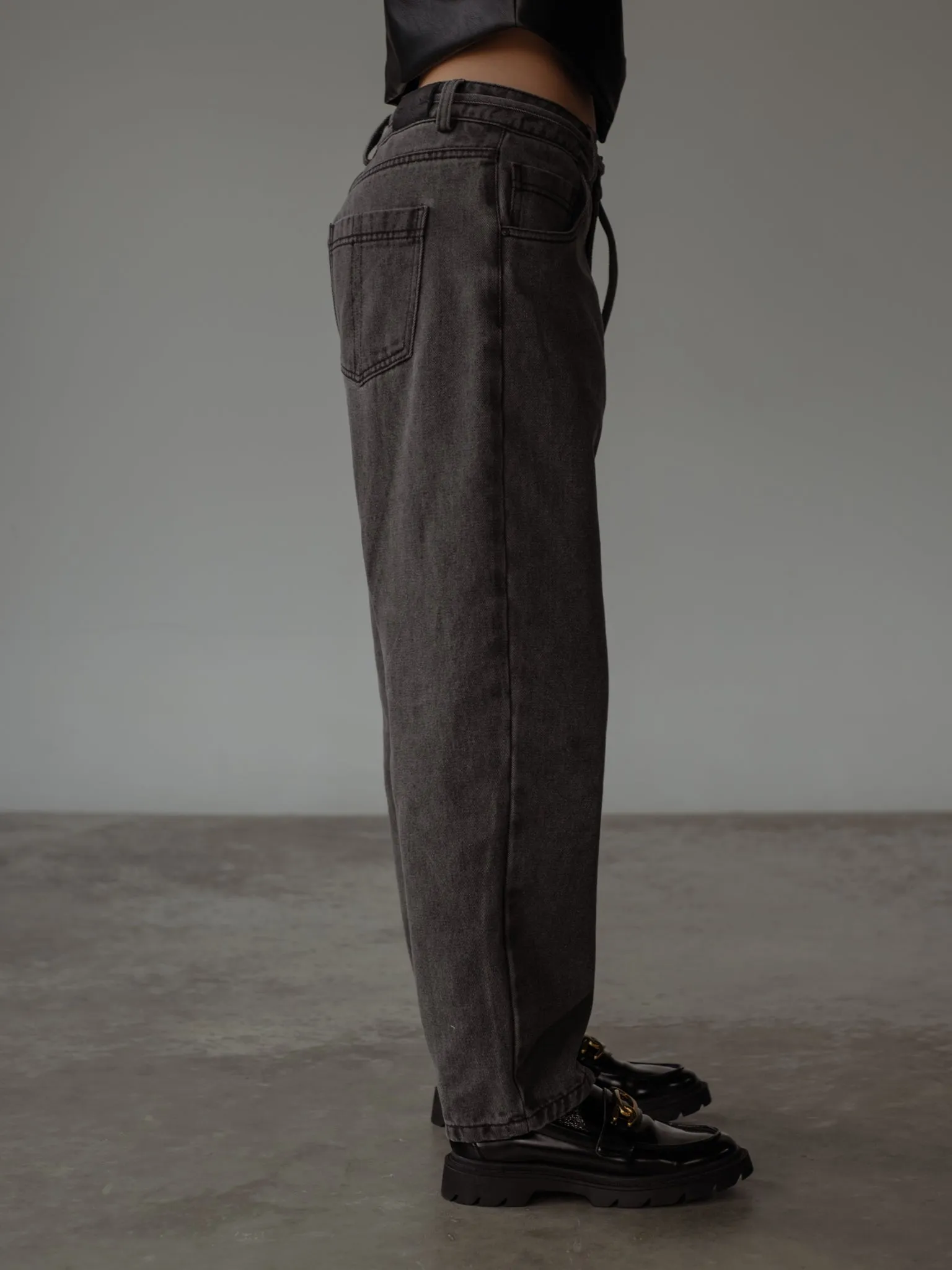 BARREL LEG JEAN - BLACK VINTAGE