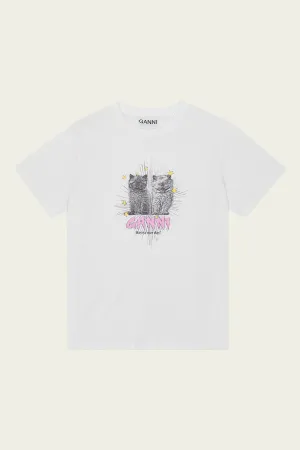 Basic Jersey Kittens Relaxed T-Shirt in Bright White