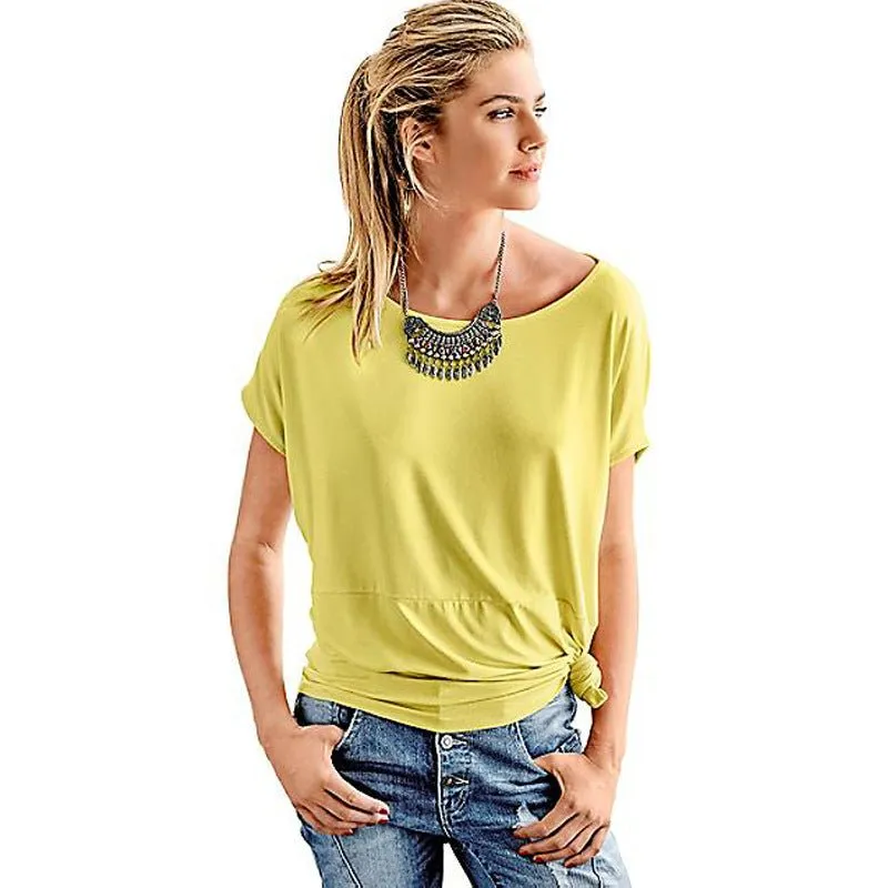 Bat Sleeve Knotted Women's T-Shirt