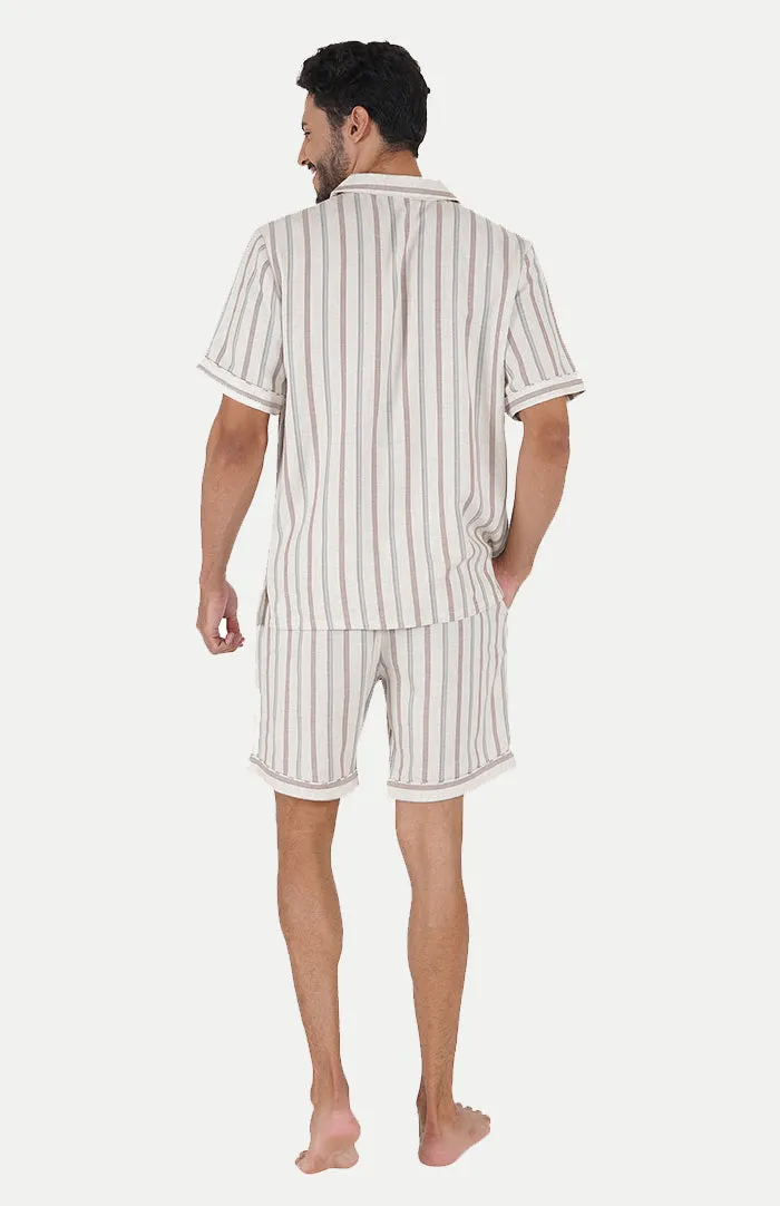 BEIGE CO-ORD SET | STRIPES LOUNGEWEAR SET