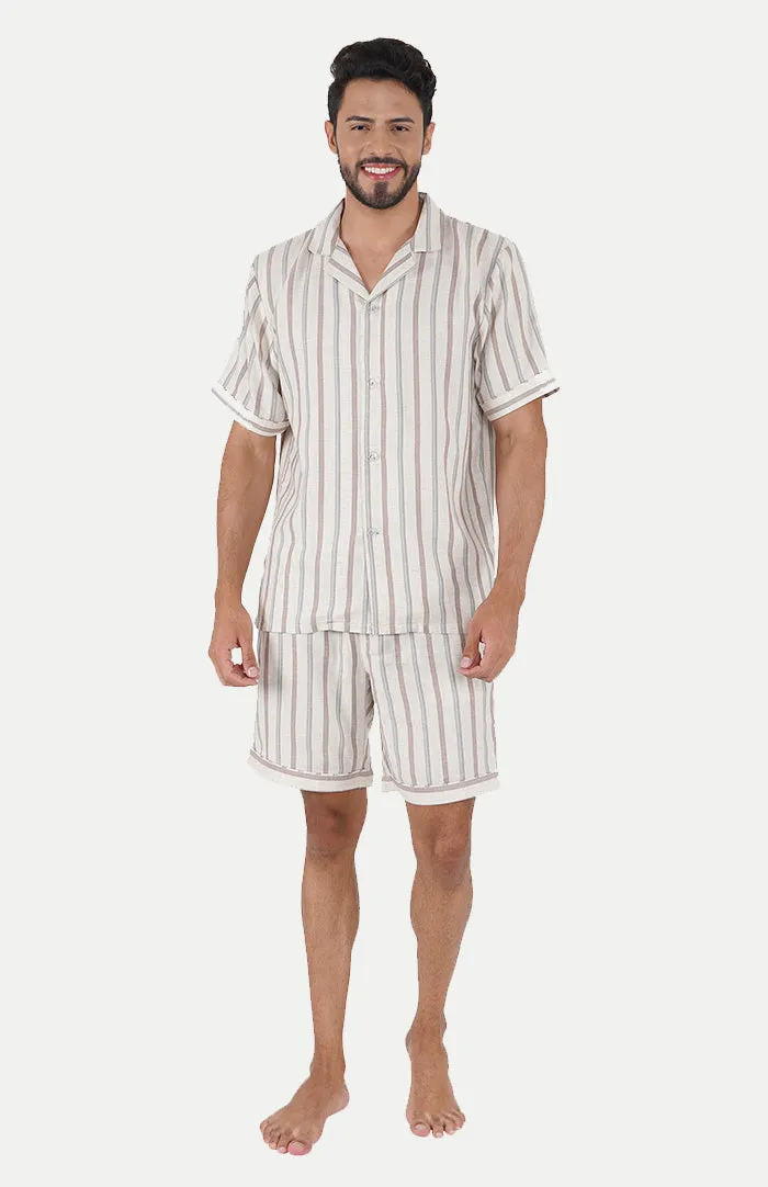 BEIGE CO-ORD SET | STRIPES LOUNGEWEAR SET