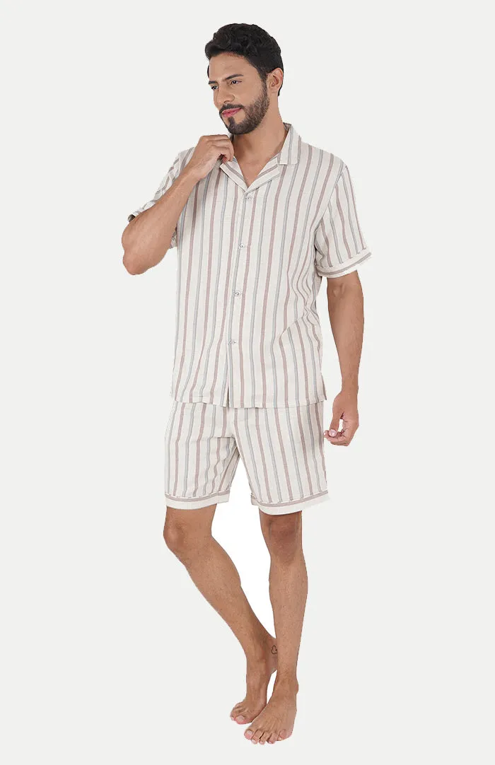 BEIGE CO-ORD SET | STRIPES LOUNGEWEAR SET