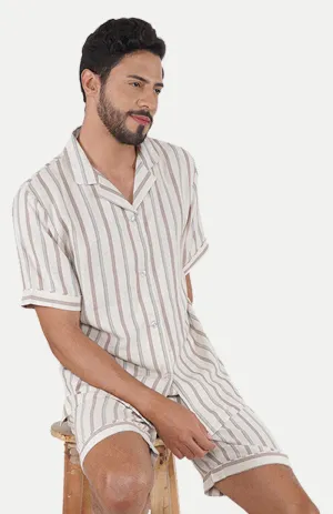 BEIGE CO-ORD SET | STRIPES LOUNGEWEAR SET