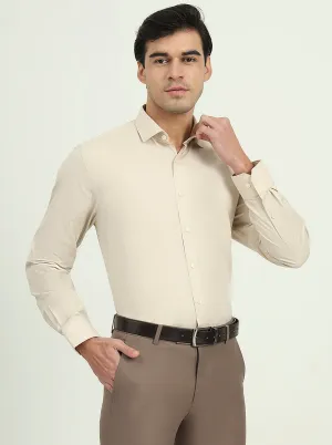 Beige Solid Regular Fit Formal Shirt | Greenfire