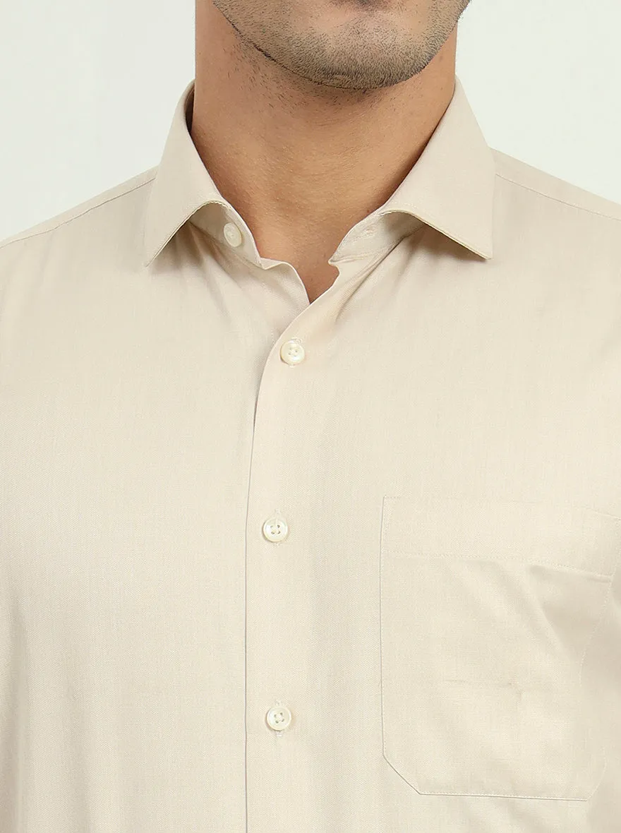 Beige Solid Regular Fit Formal Shirt | Greenfire
