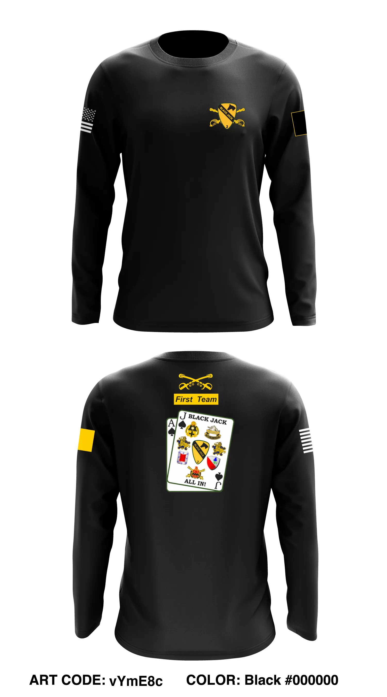 Black Jack Armored Brigade Combat Team 2/1CD Store 1 Core Men's LS Performance Tee - vYmE8c