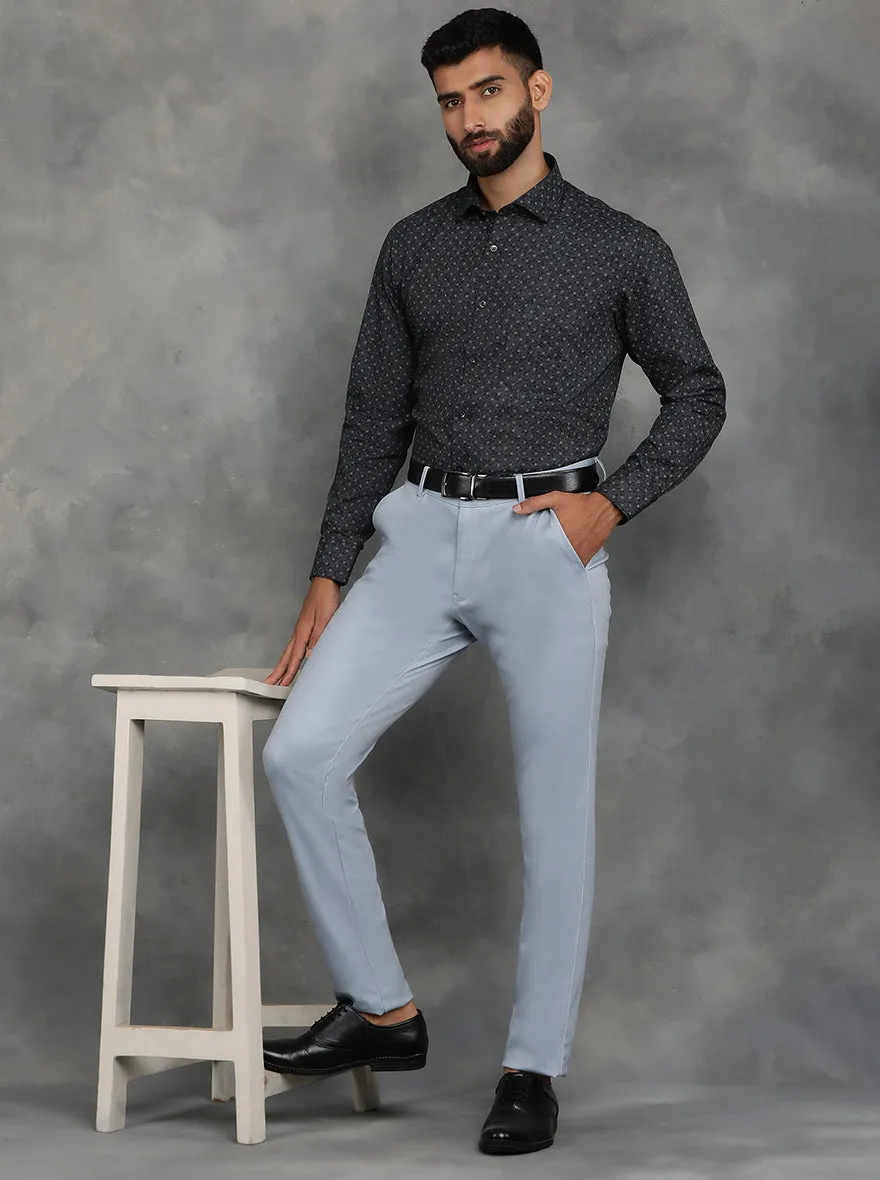 Black Printed Slim Fit Formal Shirt | GreenFibre