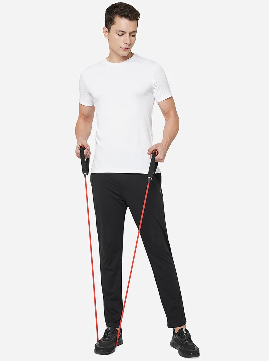Black Solid Regular Fit Track Pant | Greenfibre