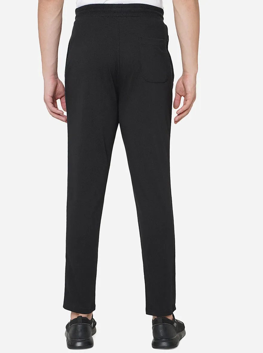 Black Solid Regular Fit Track Pant | Greenfibre