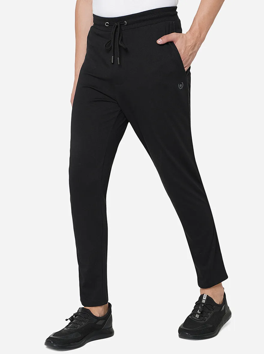 Black Solid Regular Fit Track Pant | Greenfibre