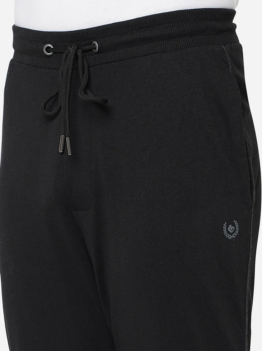 Black Solid Regular Fit Track Pant | Greenfibre