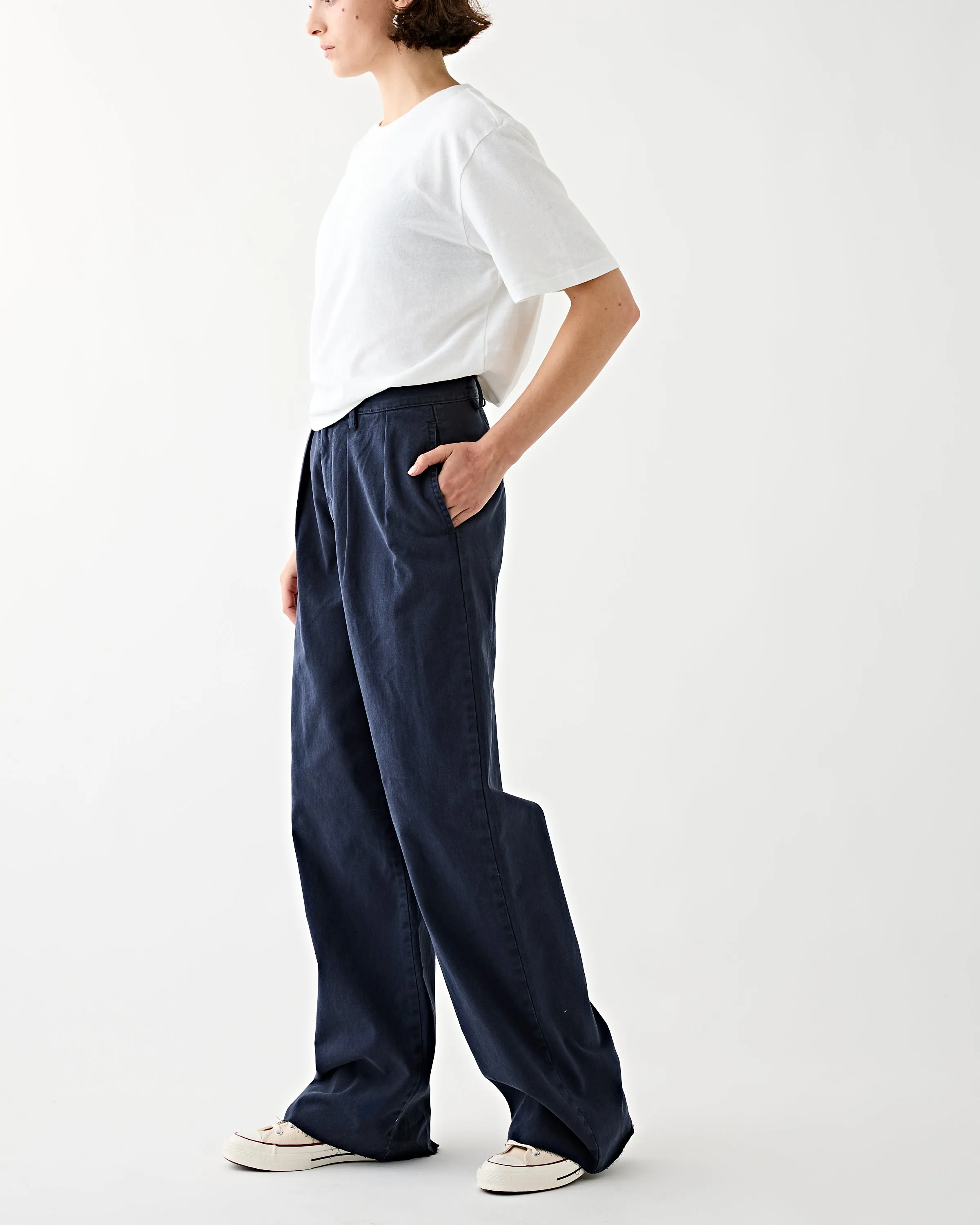 Blair Double Pleated Pant Navy