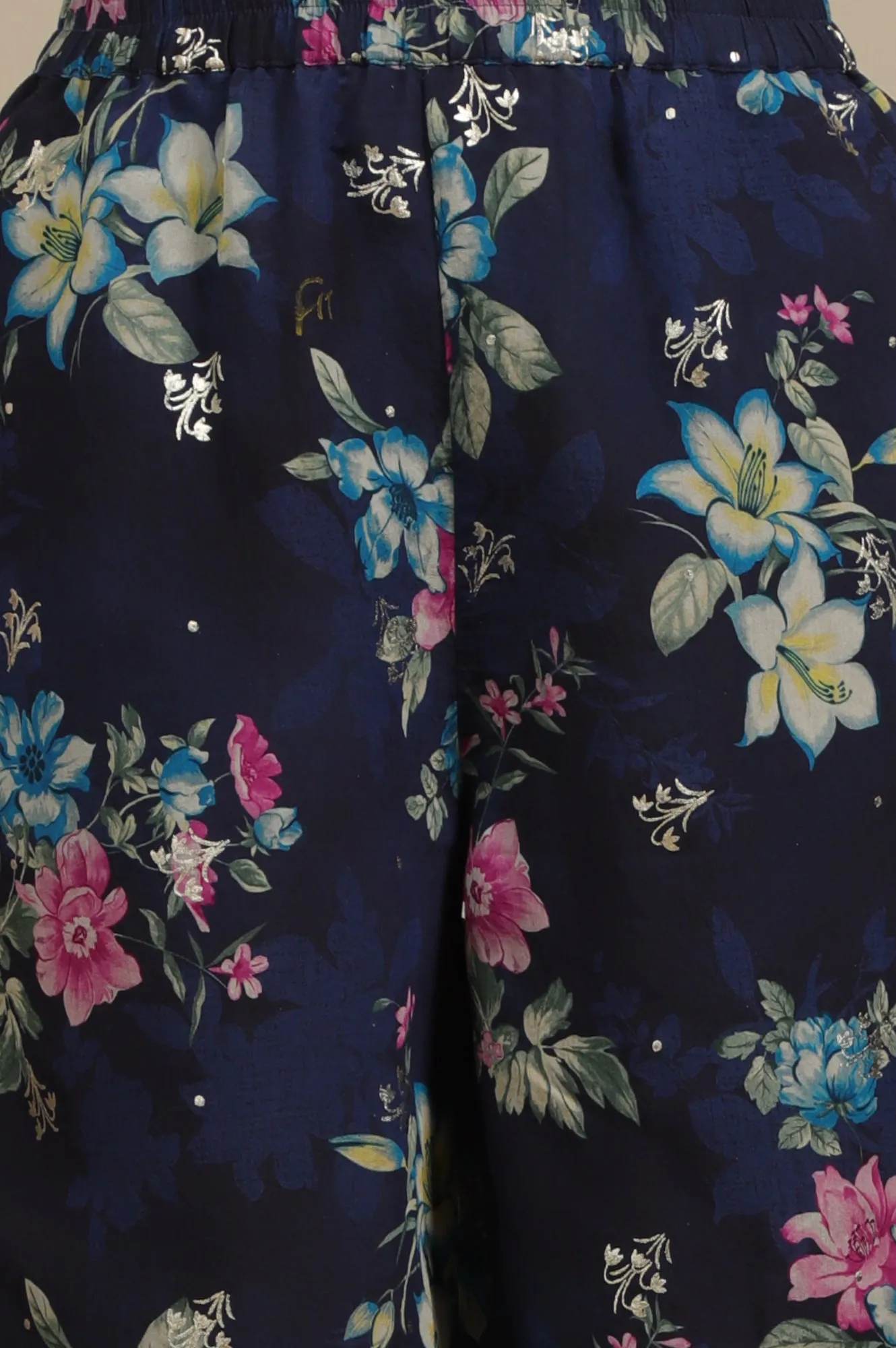 Blue Bold Floral Printed A-line Kurta and Pants Co-ord Set