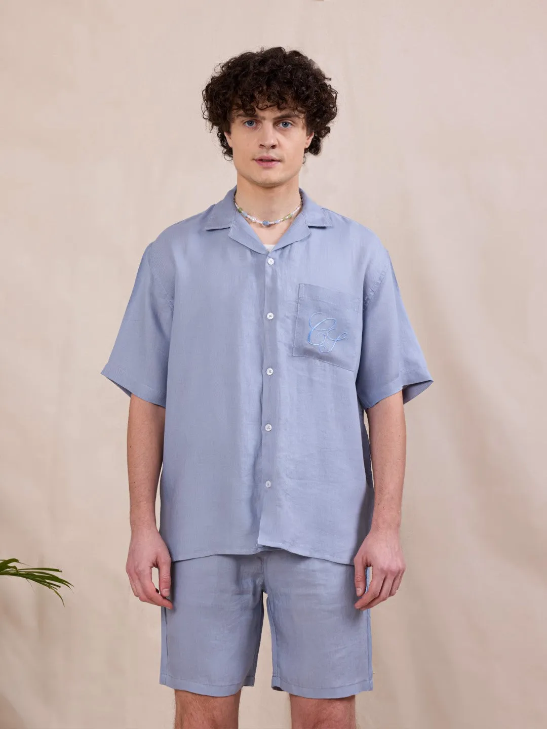 Blue Cotton Plain Shorts