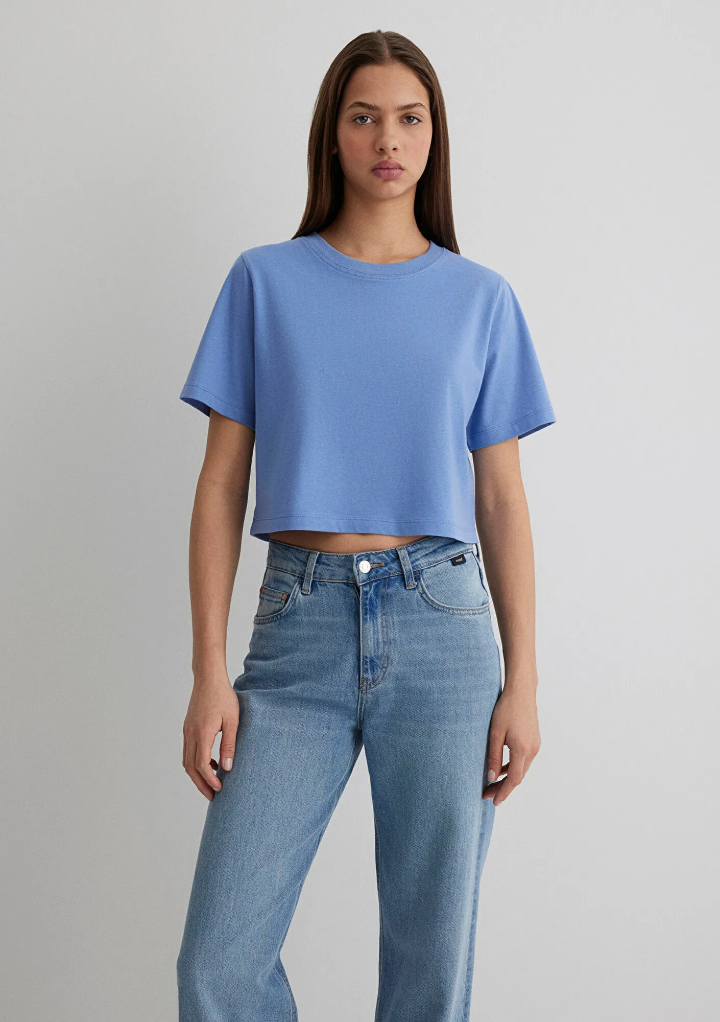 Blue Crop Basic T-shirt