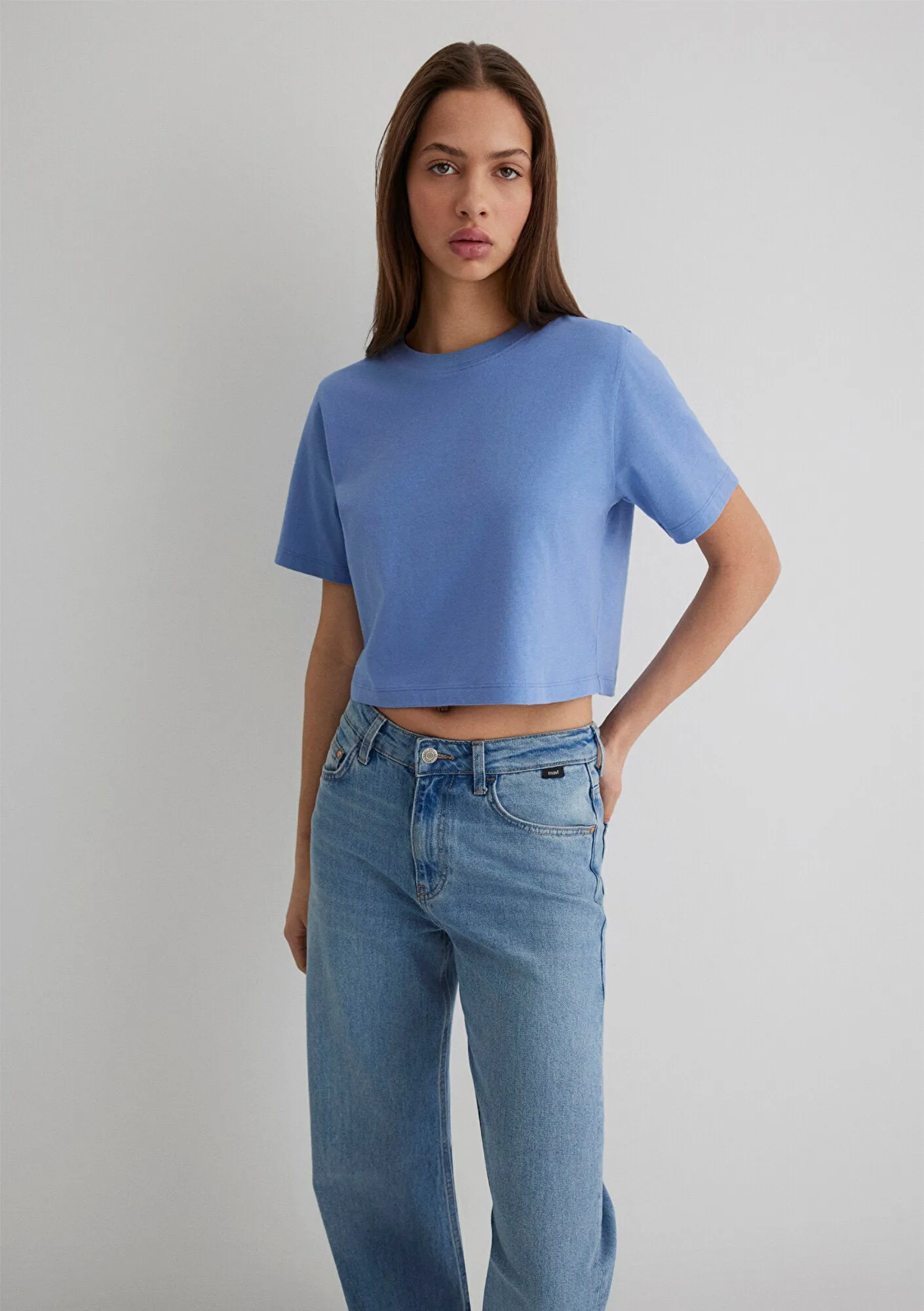 Blue Crop Basic T-shirt