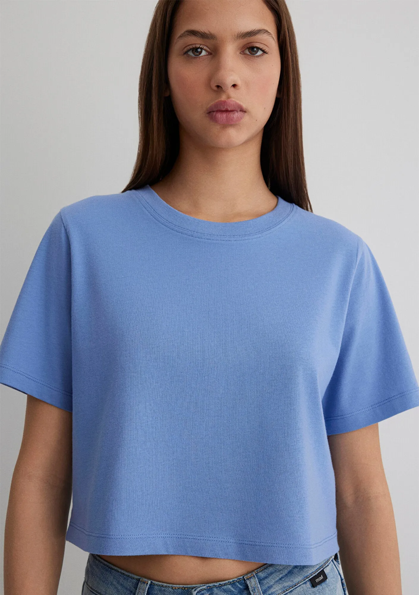 Blue Crop Basic T-shirt